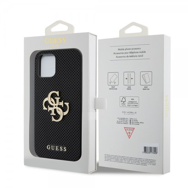 Guess iPhone 12/iPhone 12 Pro Kuori Perforated Glitter, musta