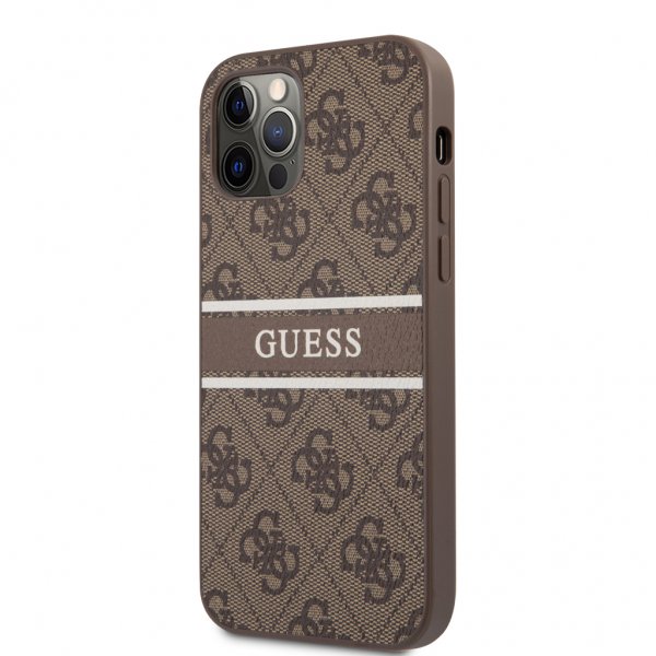 Guess iPhone 12/iPhone 12 Pro Kuori Printed Stripe Ruskea
