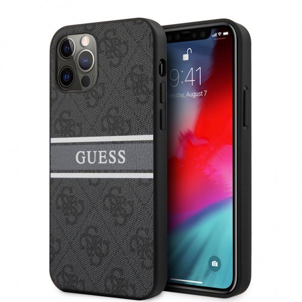 Guess iPhone 12/iPhone 12 Pro Kuoret Printed Stripe Harmaa