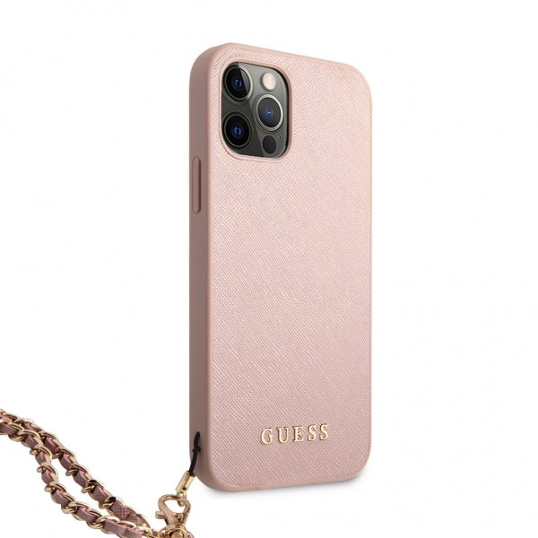 Guess iPhone 12/iPhone 12 Pro Kuoret Saffiano Chain Pinkki