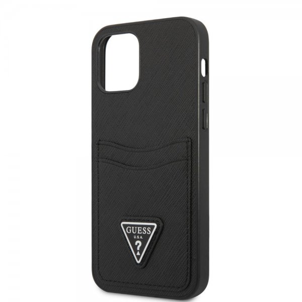 Guess iPhone 12/iPhone 12 Pro Suojakuori Saffiano Double Cardslot Musta