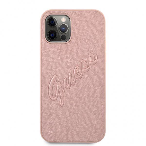 Guess iPhone 12/iPhone 12 Pro Suojakuori Saffiano Vintage Script Ruusukulta