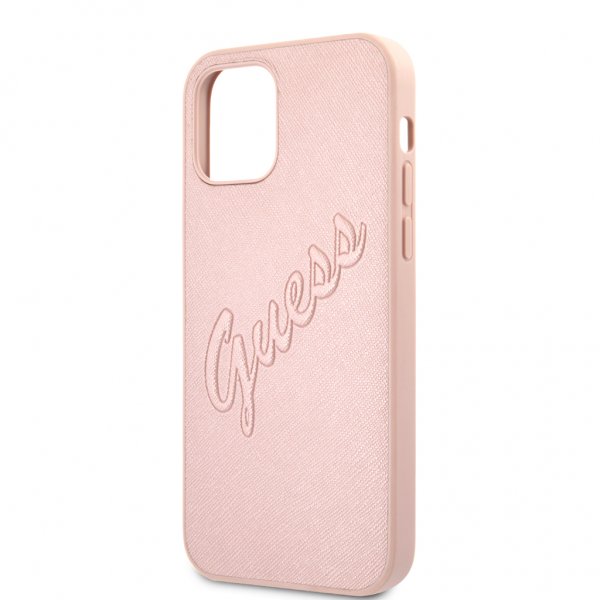 Guess iPhone 12/iPhone 12 Pro Suojakuori Saffiano Vintage Script Ruusukulta