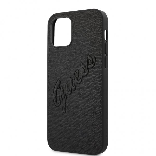 Guess iPhone 12/iPhone 12 Pro Suojakuori Saffiano Vintage Script Musta