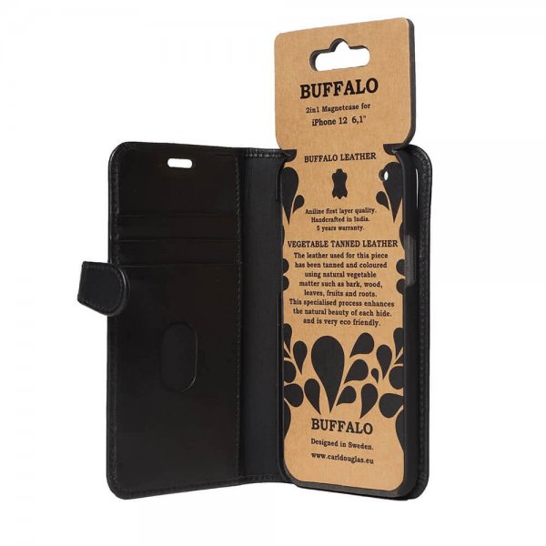 Buffalo iPhone 12/iPhone 12 Pro Kotelo Buffalo Irrotettava kuori Musta
