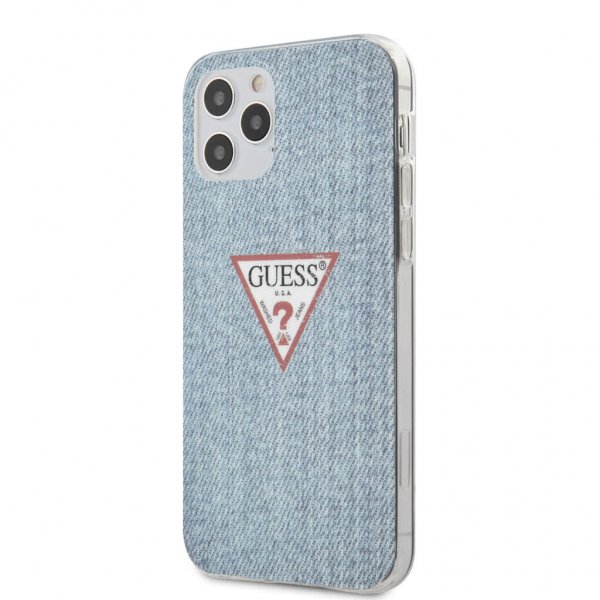 Guess iPhone 12/iPhone 12 Pro Suojakuori Denim Triangle Vaaleansininen