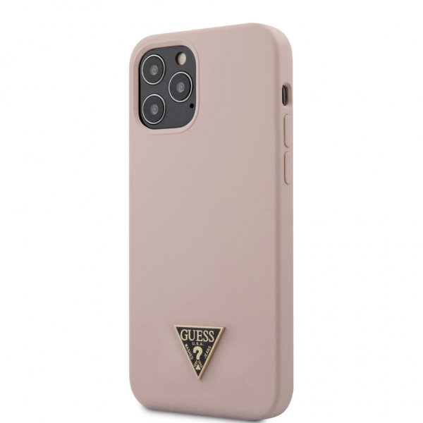 Guess iPhone 12/iPhone 12 Pro Kuori Metal Triangle Vaaleanpunainen