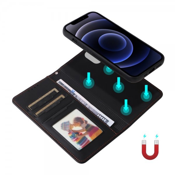 Betopnice iPhone 12 Mini -kotelo irrotettavalla kuorella 005 Musta