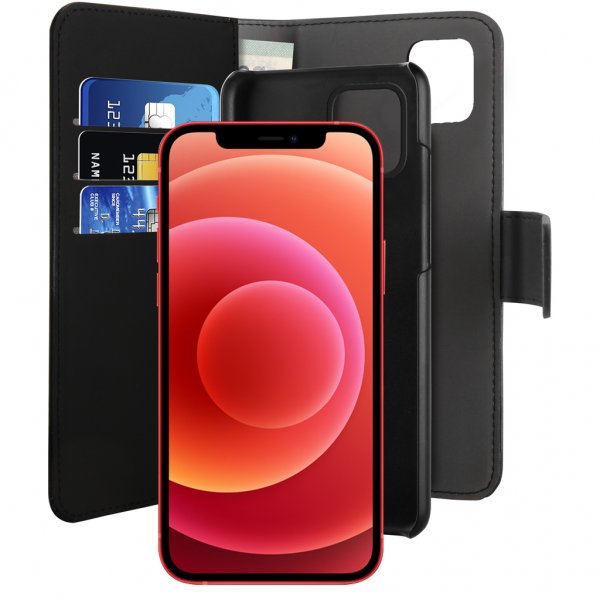 Puro iPhone 12 Mini Suojakotelo Wallet Detachable 2 in 1 Musta
