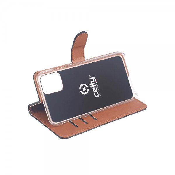 Celly iPhone 12 Mini Kotelo Wally Wallet Case Musta