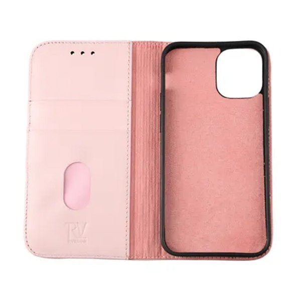 Rvelon iPhone 12 Mini Kotelo Aidosta Nahasta Ruusu