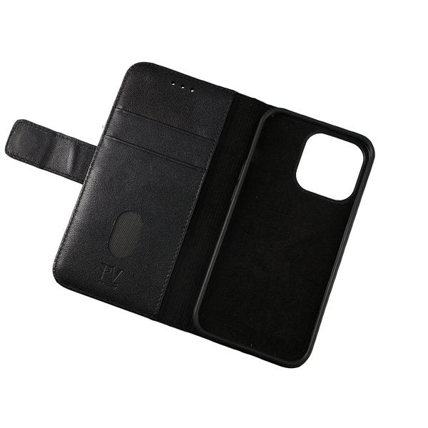 Rvelon iPhone 12 Mini Kotelo, aitoa nahkaa, musta