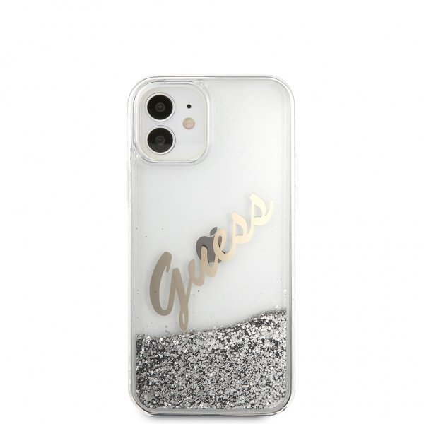 Guess iPhone 12 Mini Kuori Liquid Glitter Vintage Silver