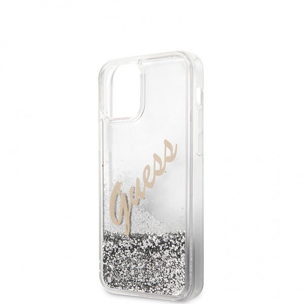 Guess iPhone 12 Mini Kuori Liquid Glitter Vintage Silver