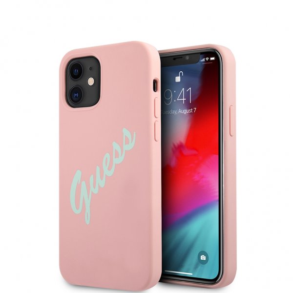 Guess iPhone 12 Mini Kuori Vintage Silicone Pink