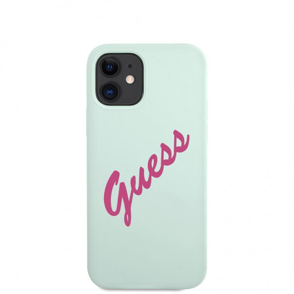 Guess iPhone 12 Mini Kuori Vintage Silicone Script Sininen
