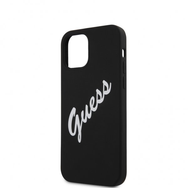 Guess iPhone 12 Mini Kuori Vintage Silicone Musta