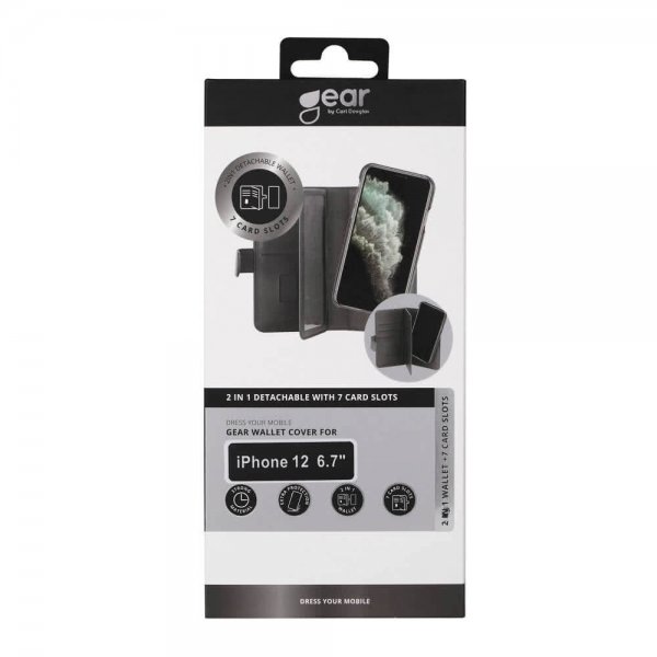 Gear iPhone 12 Pro Max Kuori 7 Korttipaikkaa Irrotettava Kuori Musta