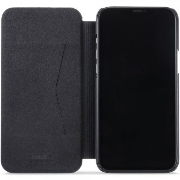 holdit iPhone 12 Pro Max suojakuori SlimFlip Wallet musta