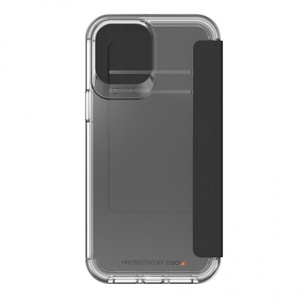Gear4 iPhone 12 Pro Max suojakotelo Wembley Flip Clear Musta
