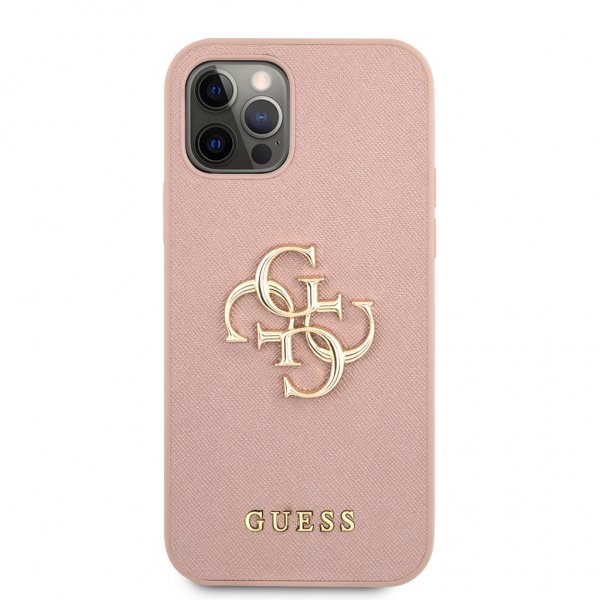 Guess iPhone 12 Pro Max -kuoret 4G Logo Saffiano Pinkki