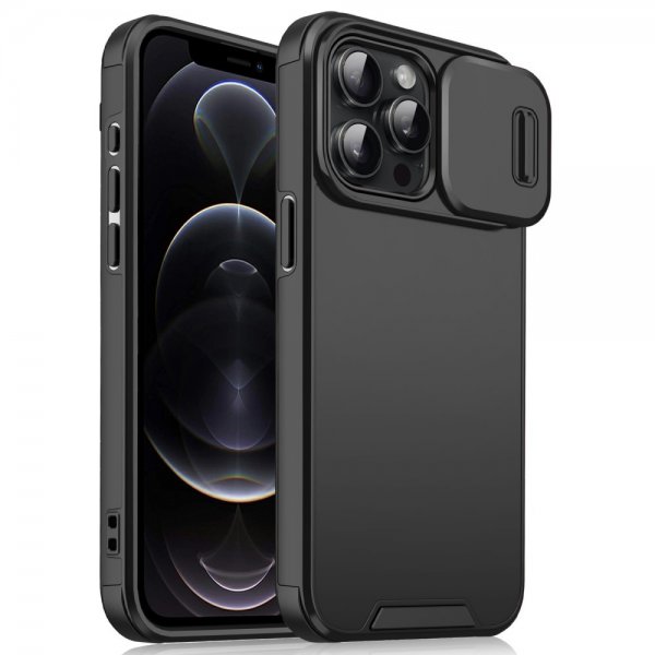iPhone 12 Pro Max Kuori Camera Slide Musta