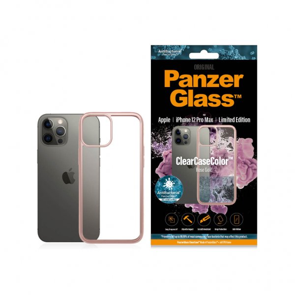 PanzerGlass iPhone 12 Pro Max -suojakuori ClearCase Color Rose Gold
