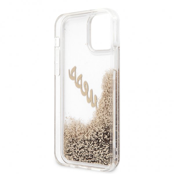 Guess iPhone 12 Pro Max Kuori Liquid Glitter Vintage Kulta