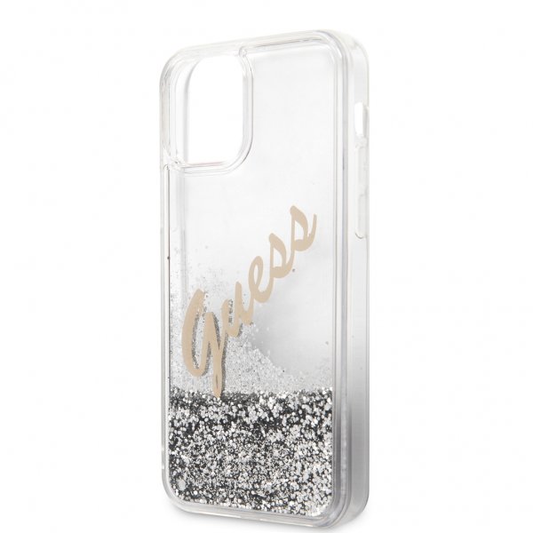 Guess iPhone 12 Pro Max -kuoret Liquid Glitter Vintage Silver