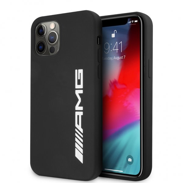 AMG iPhone 12 Pro Max -kuori Liquid Silicone, musta