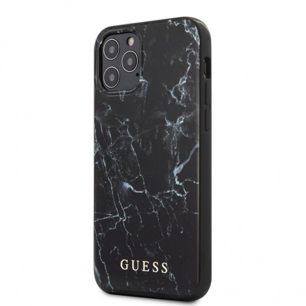 Guess iPhone 12 Pro Max Kuori Marble Cover Musta
