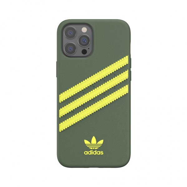 Adidas iPhone 12 Pro Max -kuoret Muotoiltu kuori PU Wild Pine/Acid Yellow