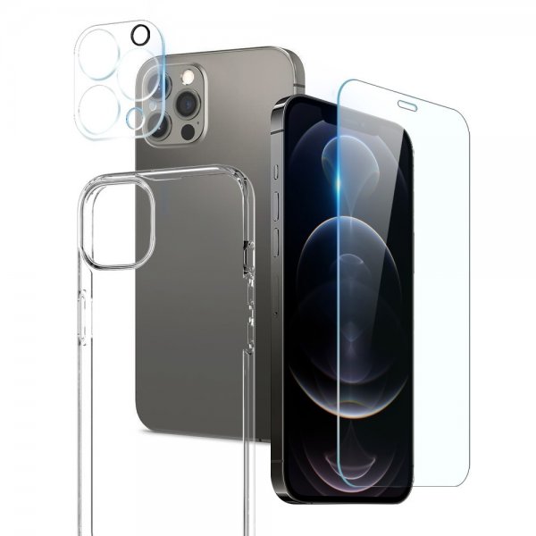 Northjo iPhone 12 Pro Kuori näytönsuojalla ja kamerasuojalla 3-in-1