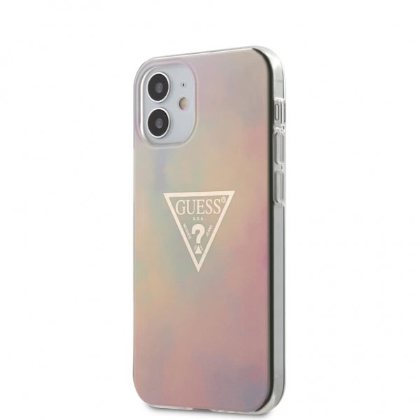 Guess iPhone 12 Mini Kuori Gold Triangle Pinkki