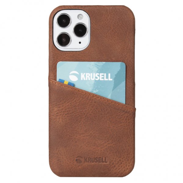 Krusell iPhone 12/iPhone 12 Pro Suojakuori Sunne CardCover Vintage Cognac