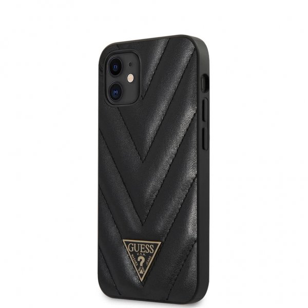 Guess iPhone 12 Mini Kuori V Quilted Musta