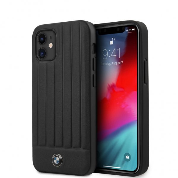 BMW iPhone 12 Mini Kuori Vertical Lines Musta