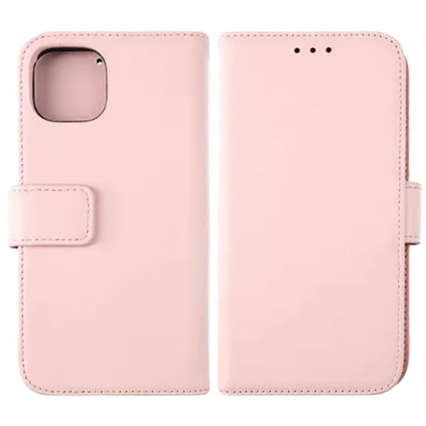 Rvelon iPhone 12/iPhone 12 Pro Kotelo, Aitoa nahkaa, Korttitasku, Pinkki