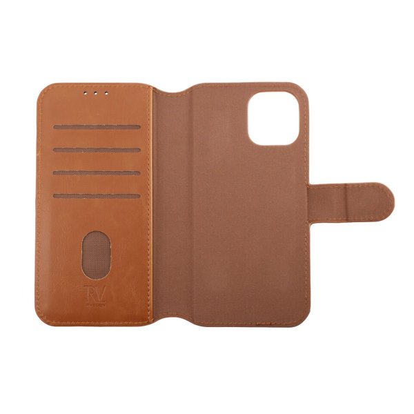 Rvelon iPhone 12/iPhone 12 Pro -kotelo magneettisesti irrotettavalla kuorella, ruskea