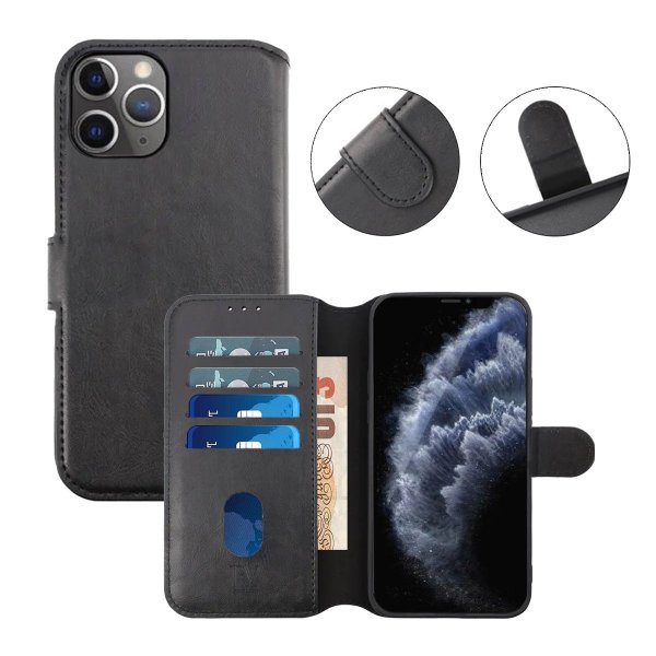 Rvelon iPhone 12/iPhone 12 Pro -kotelo magneettinen irrotettava kuori musta