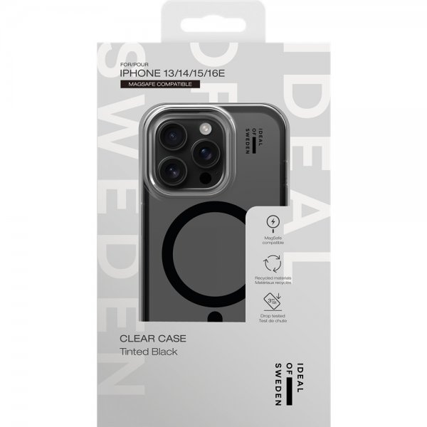 Ideal of Sweden iPhone 13/14/15/16e/17e -kuori Clear Case MagSafe Tinted Black