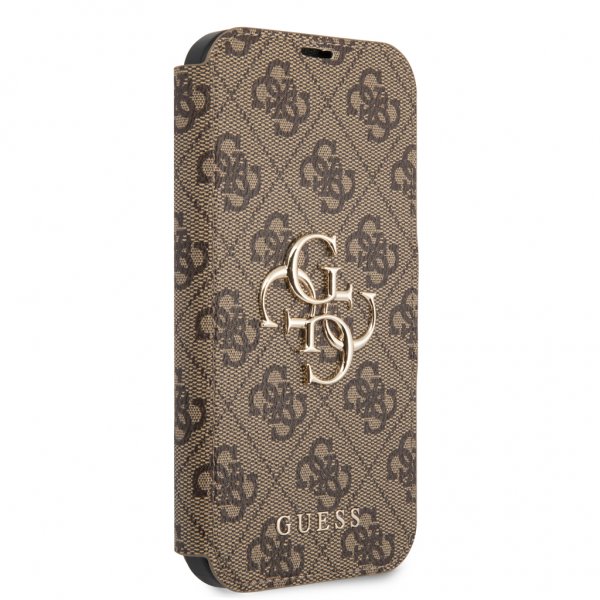 Guess iPhone 13 -suojakuori, metallilogo, ruskea