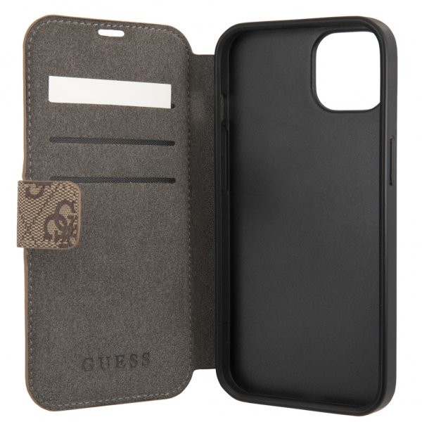 Guess iPhone 13 -suojakuori, metallilogo, ruskea