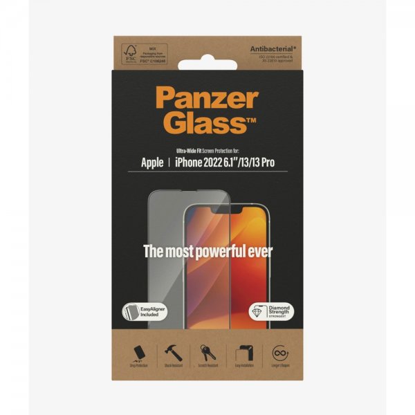 PanzerGlass iPhone 13/iPhone 13 Pro/iPhone 14 -näytönsuoja Ultra-Wide Fit EasyAligner