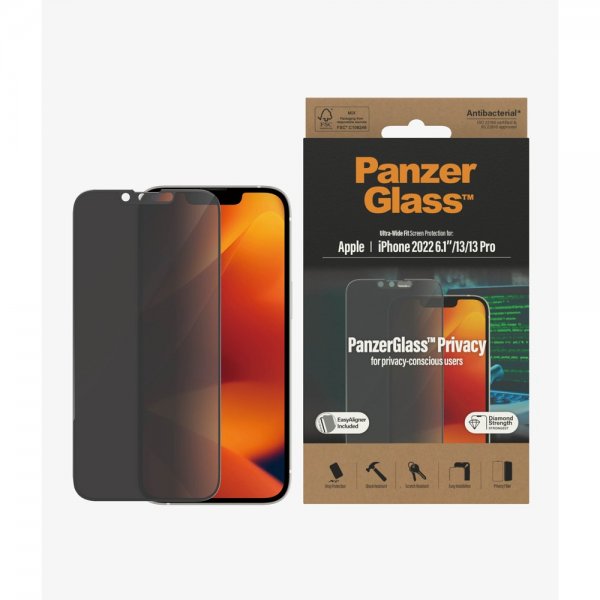 PanzerGlass iPhone 13/iPhone 13 Pro/iPhone 14 Näytönsuoja Ultra-Wide Fit Privacy EasyAligner