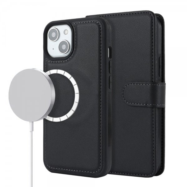iPhone 13/iPhone 14 Kotelo irrotettavalla MagSafe-kuorella Musta