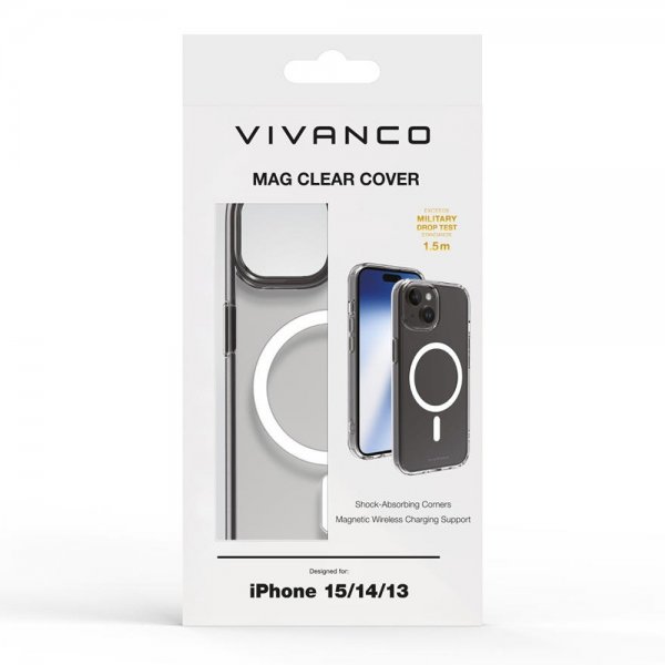 Vivanco iPhone 13/iPhone 14/iPhone 15 -suojakuori Mag Clear Transparent