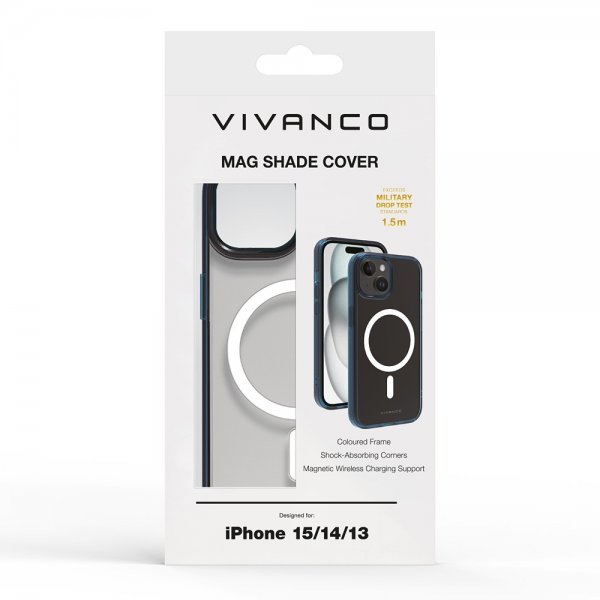 Vivanco iPhone 13/iPhone 14/iPhone 15 -suojakuori Mag Shade, sininen