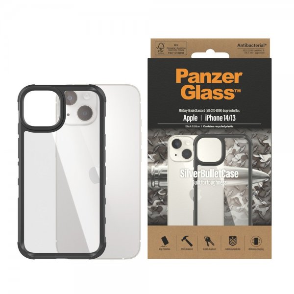 PanzerGlass iPhone 13/iPhone 14 -suojakuori SilverBullet Case, musta