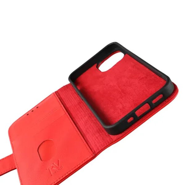 Rvelon iPhone 13 Mini Kotelo, aitoa nahkaa, punainen